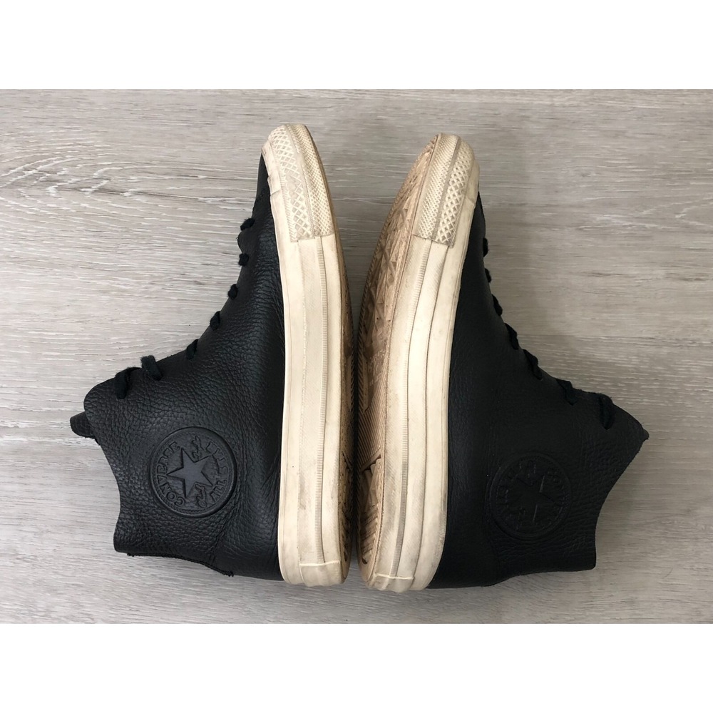 Converse Chuck Taylor All Star Women's Sneaker‎ Black Leather High 7.5 Casual - Picture 4 of 6